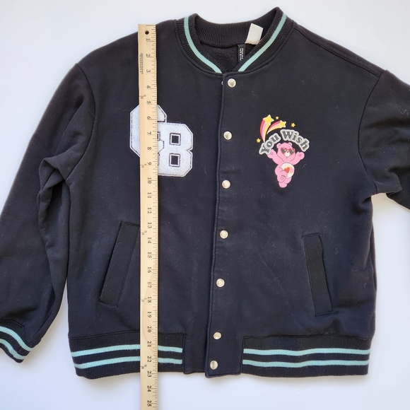 Care Bears You Wish Sweater Jacket Black Kidcore 80's Sporty Cute Fandom Small - Picture 14 of 15
